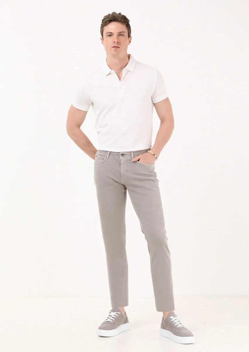 Vizon Düz Dokuma Slim Fit Casual Pamuk Karışımlı Pantolon - 1