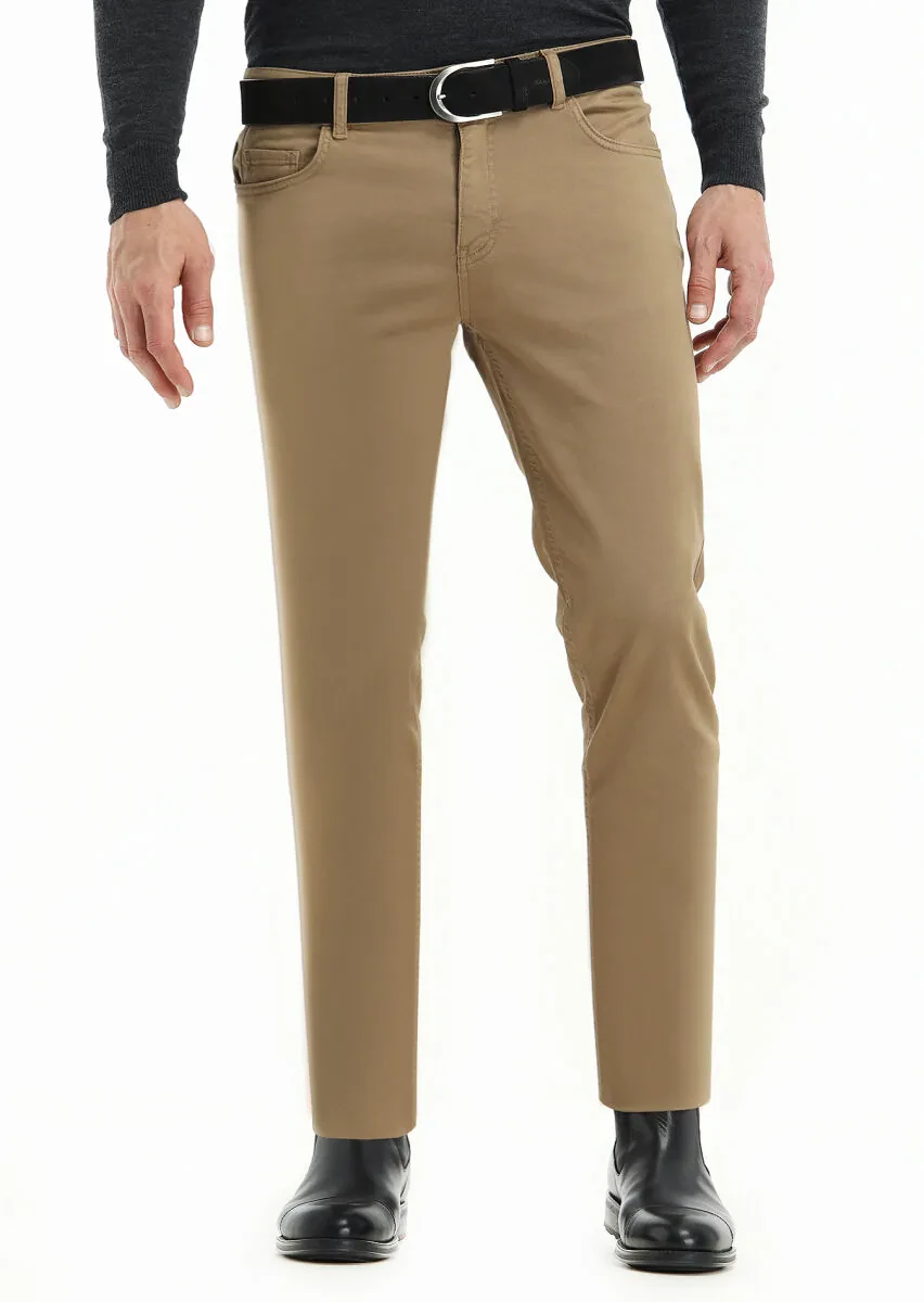 Vizon Düz Dokuma Slim Fit Casual Pamuk Karışımlı Pantolon - 2