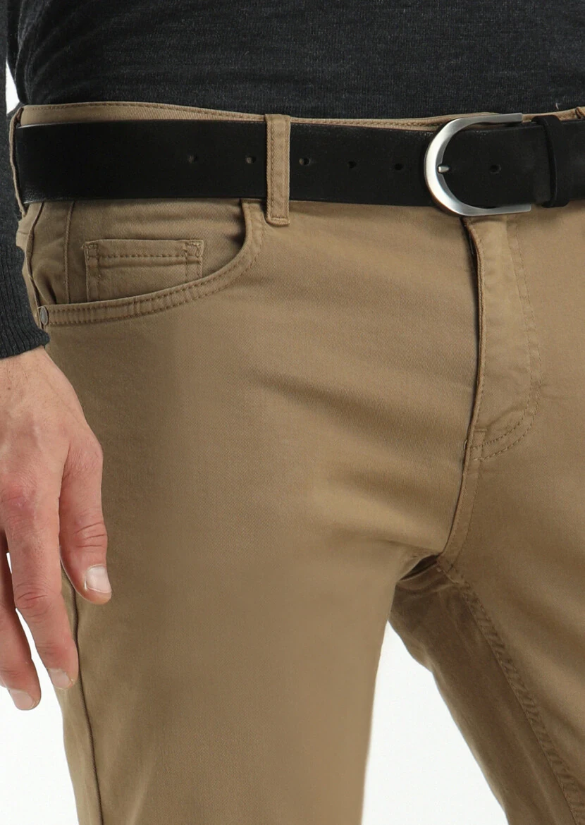 Vizon Düz Dokuma Slim Fit Casual Pamuk Karışımlı Pantolon - 3