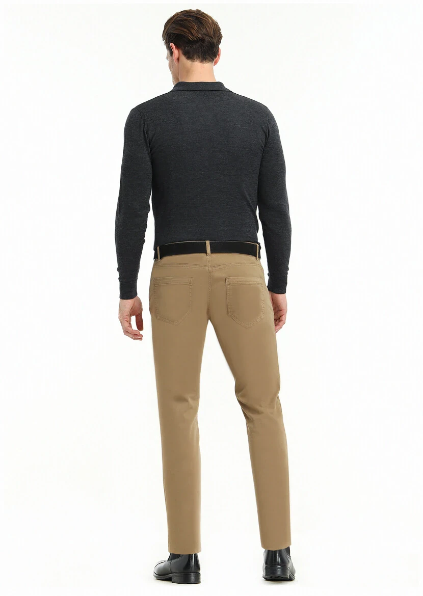 Vizon Düz Dokuma Slim Fit Casual Pamuk Karışımlı Pantolon - 4