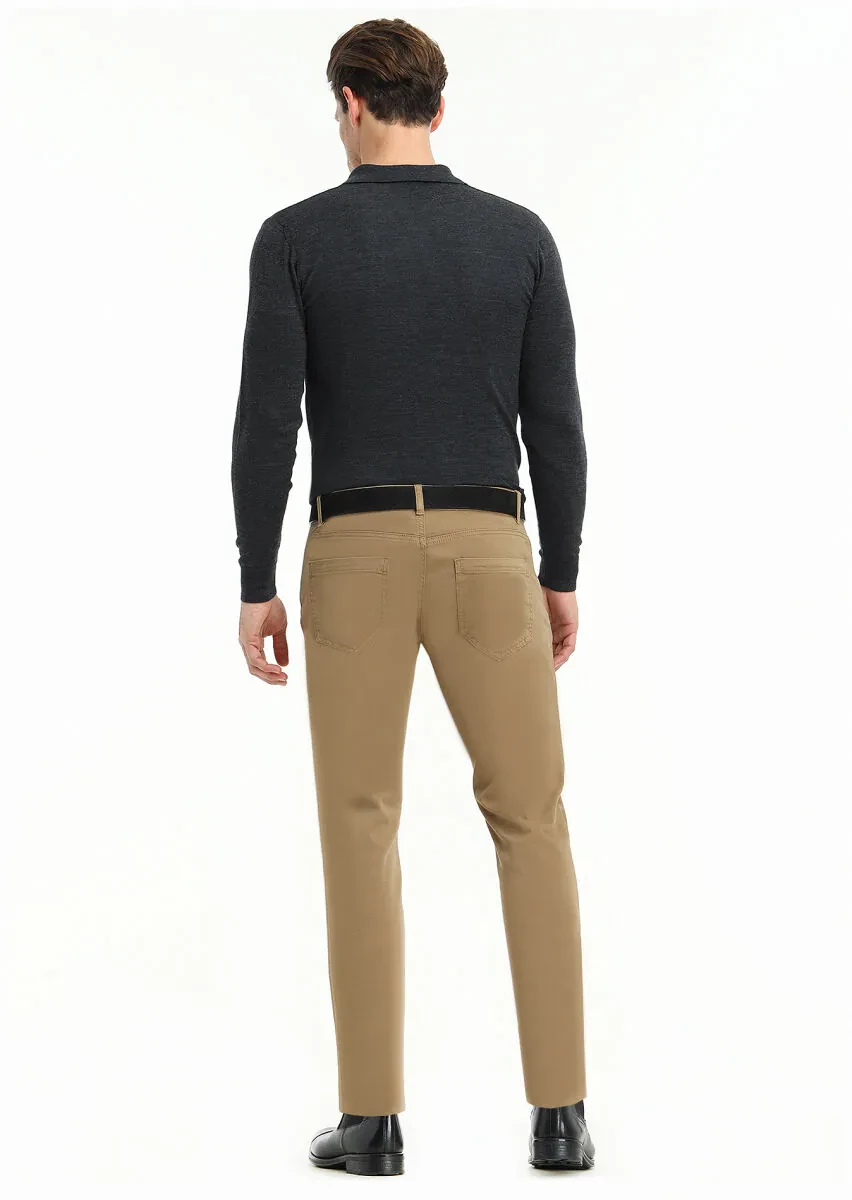 Vizon Düz Dokuma Slim Fit Casual Pamuk Karışımlı Pantolon - 4