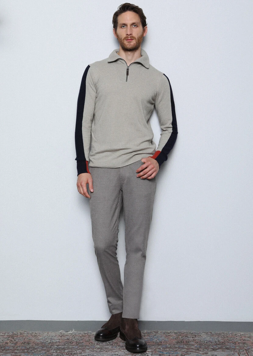 Vizon Düz Dokuma Slim Fit Casual Pantolon - 3