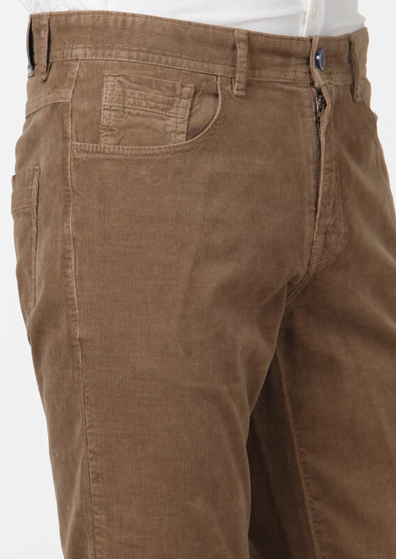 Vizon Düz Dokuma Slim Fit Kadife Casual Pamuk Karışımlı Pantolon - 3