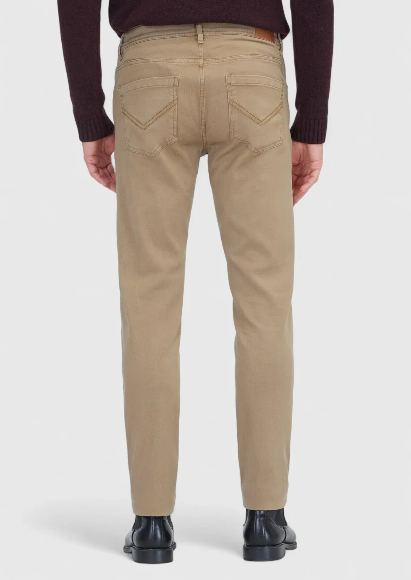 Vizon Düz Örme Slim Fit Casual Pamuk Karışımlı Pantolon - 5