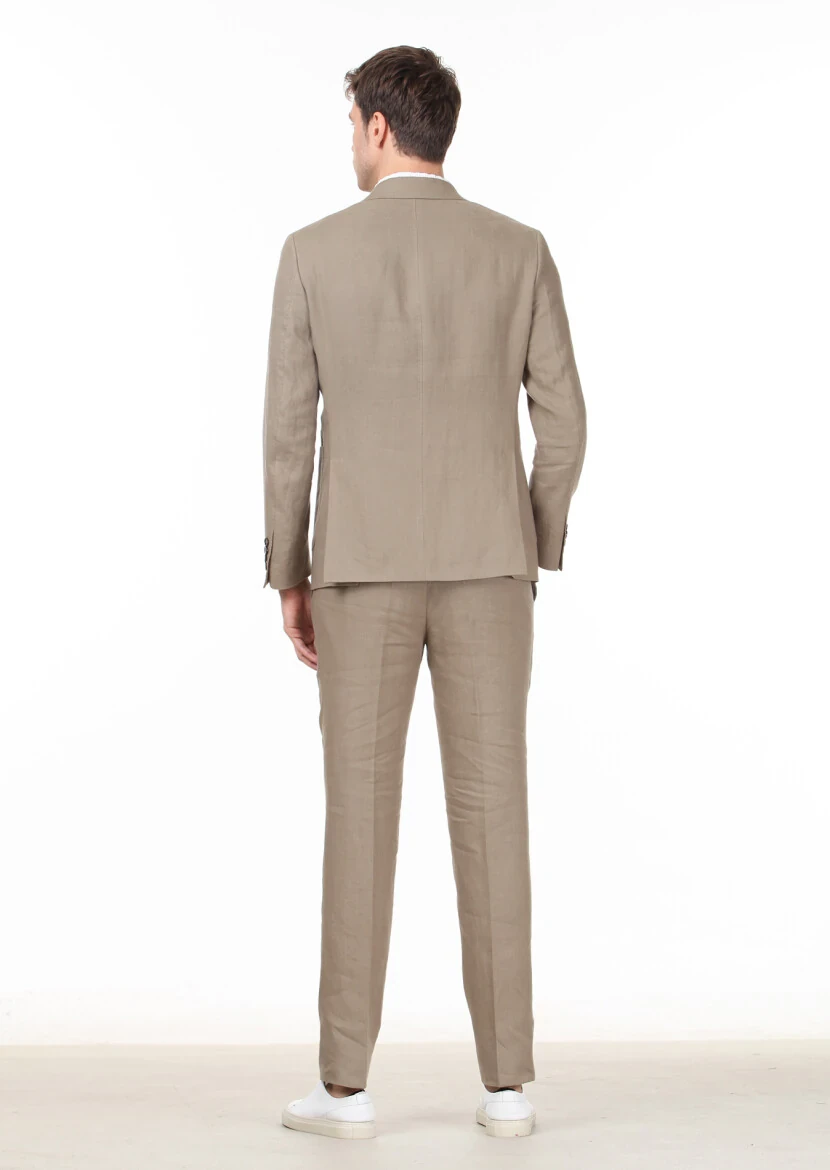 Vizon Düz Zeroweight Slim Fit %100 Keten Takım Elbise - 5