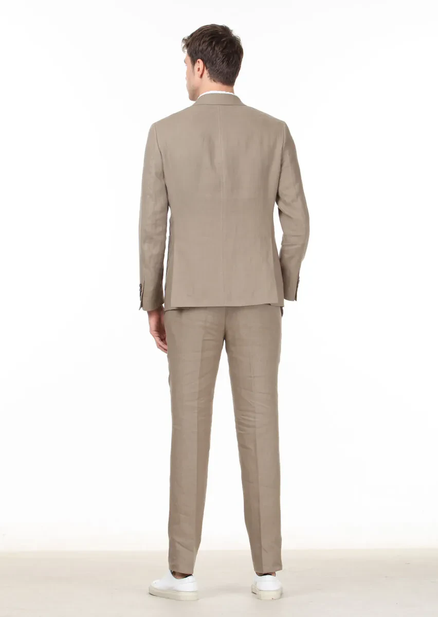 Vizon Düz Zeroweight Slim Fit %100 Keten Takım Elbise - 5