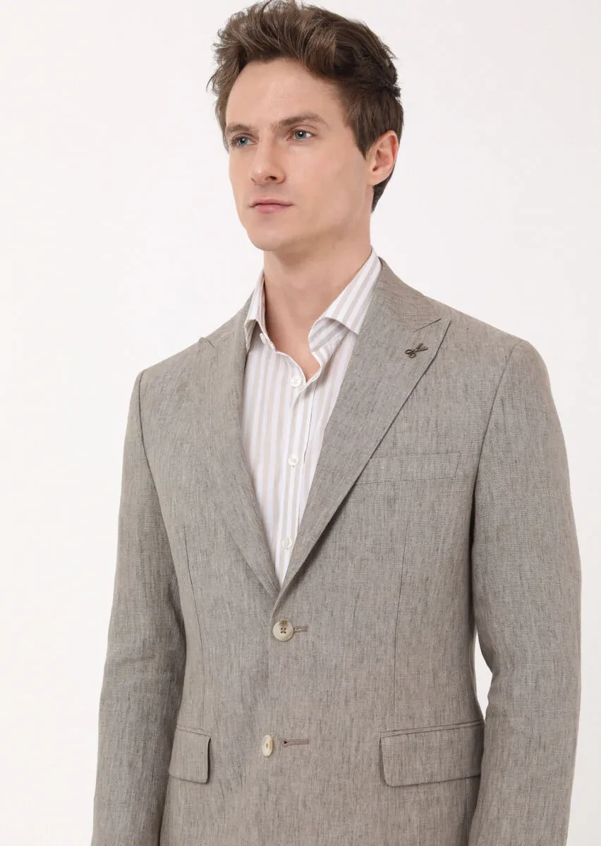 Vizon Düz Zeroweight Slim Fit %100 Keten Takım Elbise - 2