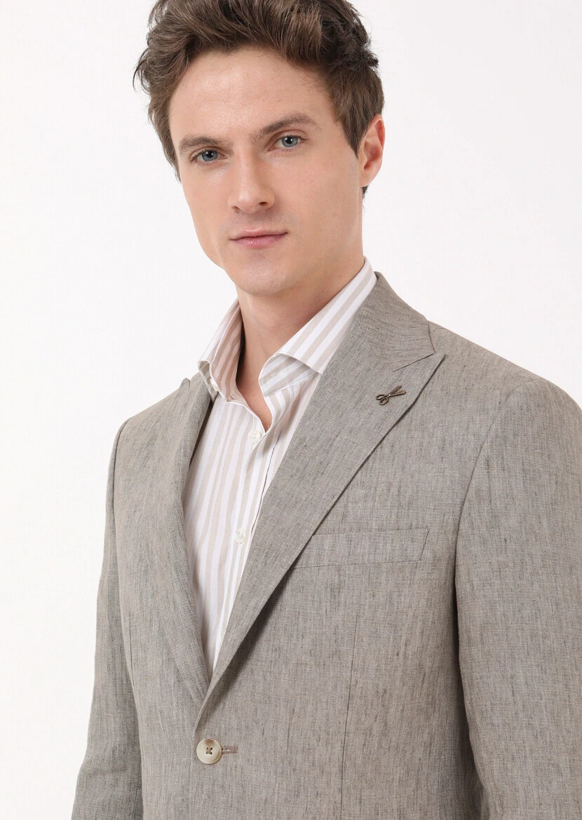 Vizon Düz Zeroweight Slim Fit %100 Keten Takım Elbise - 3