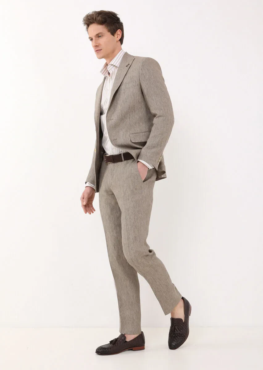 Vizon Düz Zeroweight Slim Fit %100 Keten Takım Elbise - 4