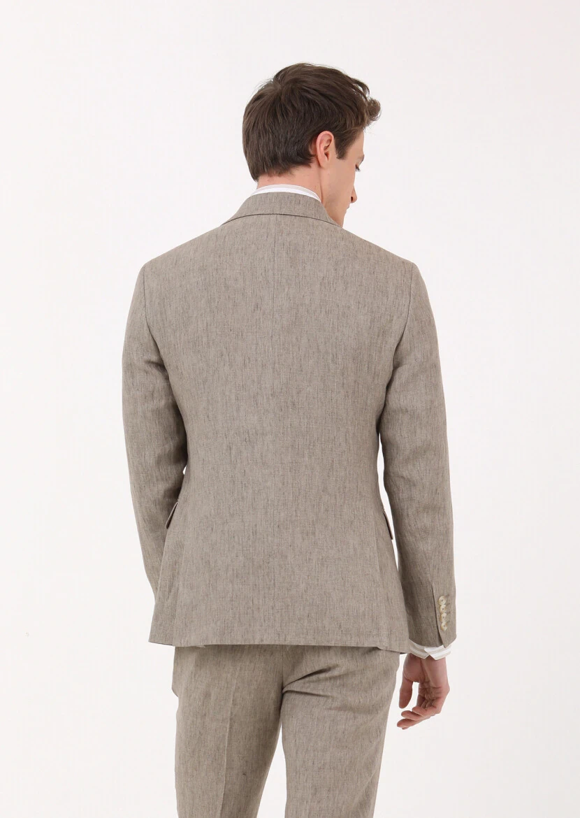 Vizon Düz Zeroweight Slim Fit %100 Keten Takım Elbise - 5