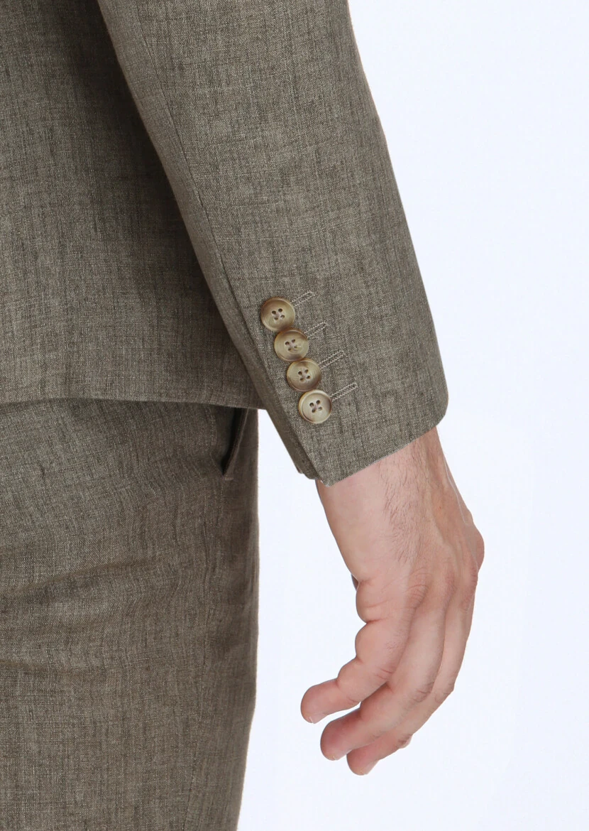 Vizon Düz Zeroweight Slim Fit %100 Keten Takım Elbise - 6