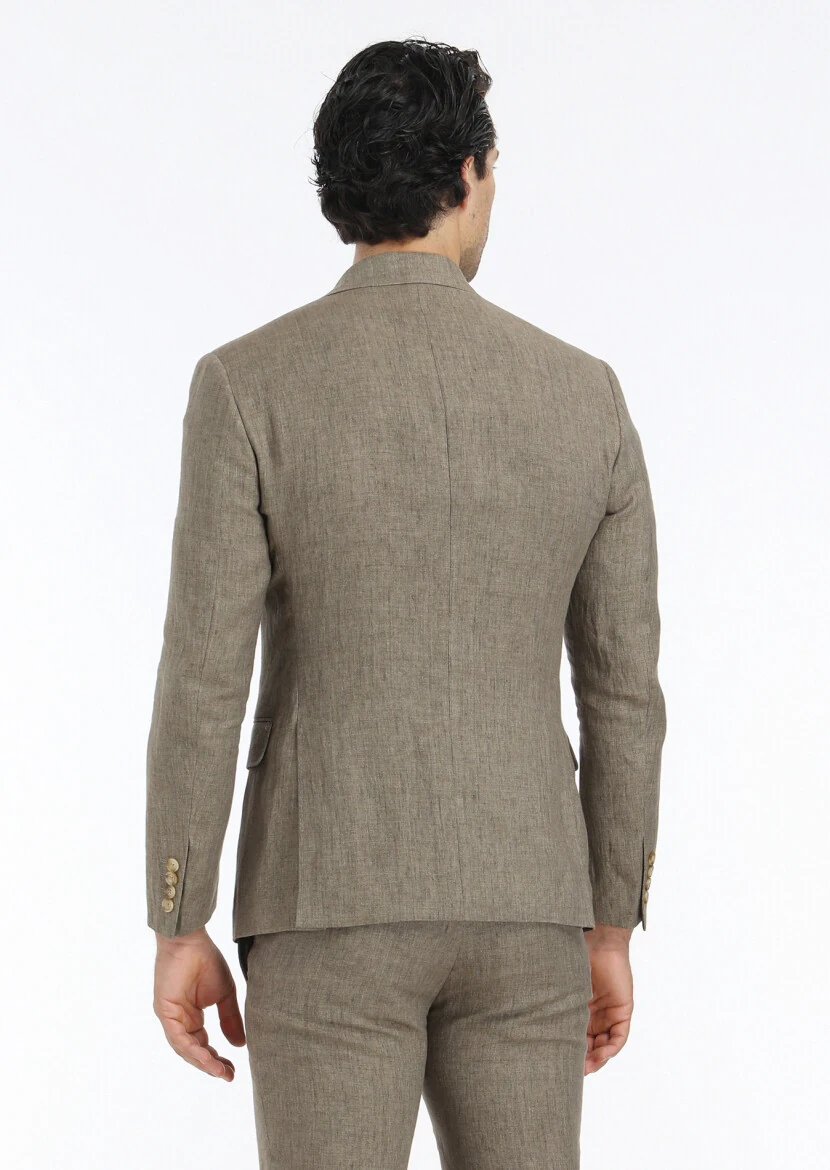 Vizon Düz Zeroweight Slim Fit %100 Keten Takım Elbise - 7