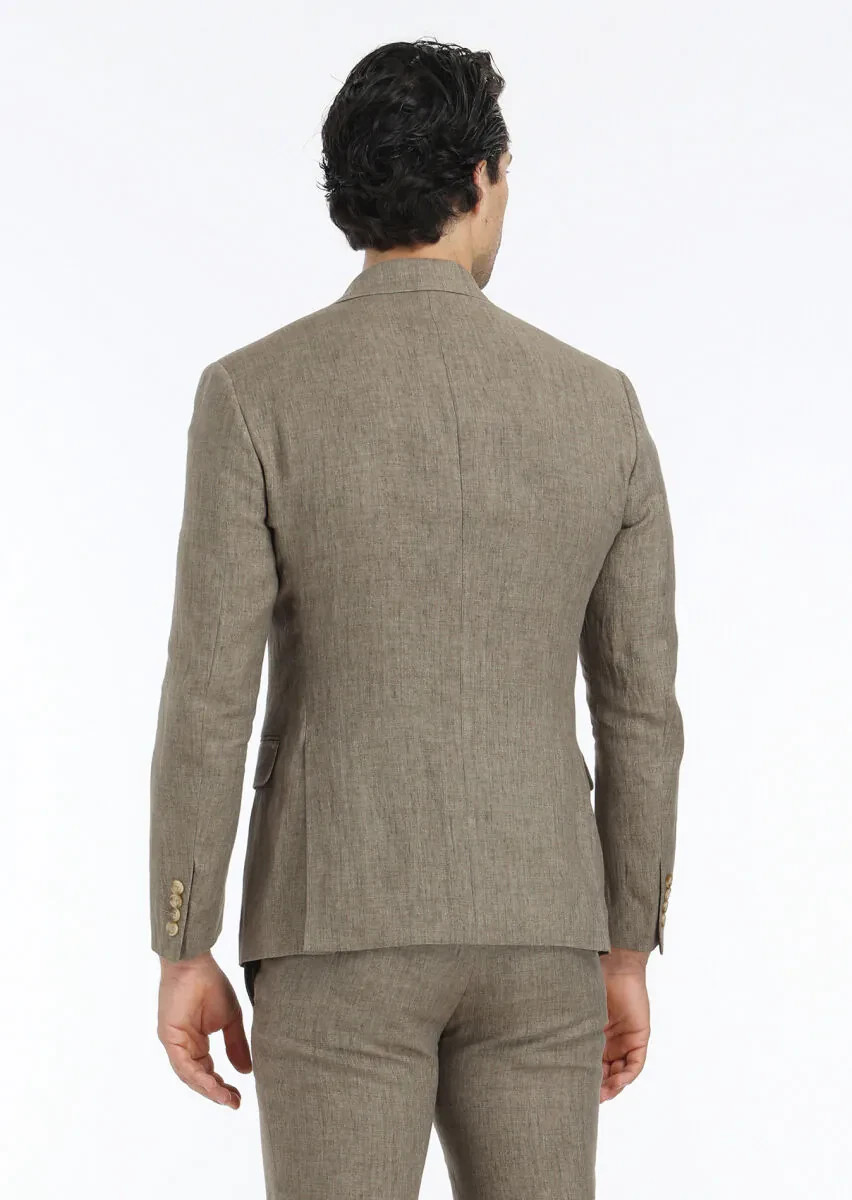 Vizon Düz Zeroweight Slim Fit %100 Keten Takım Elbise - 7