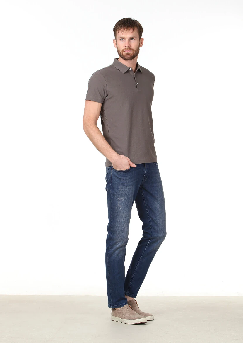 Vizon Jakarlı Polo Yaka %100 Pamuk T-Shirt - 2