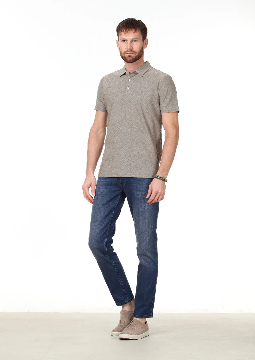 Vizon Jakarlı Polo Yaka %100 Pamuk T-Shirt - 2