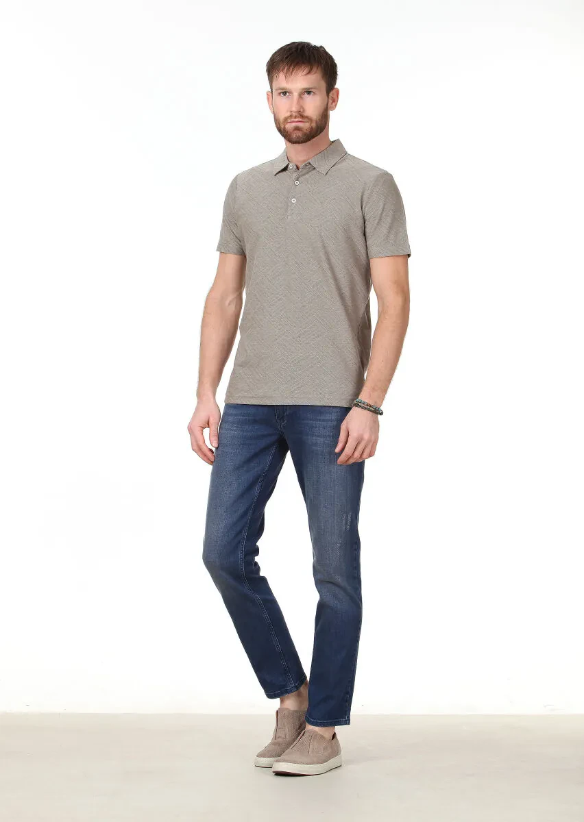 Vizon Jakarlı Polo Yaka %100 Pamuk T-Shirt - 2