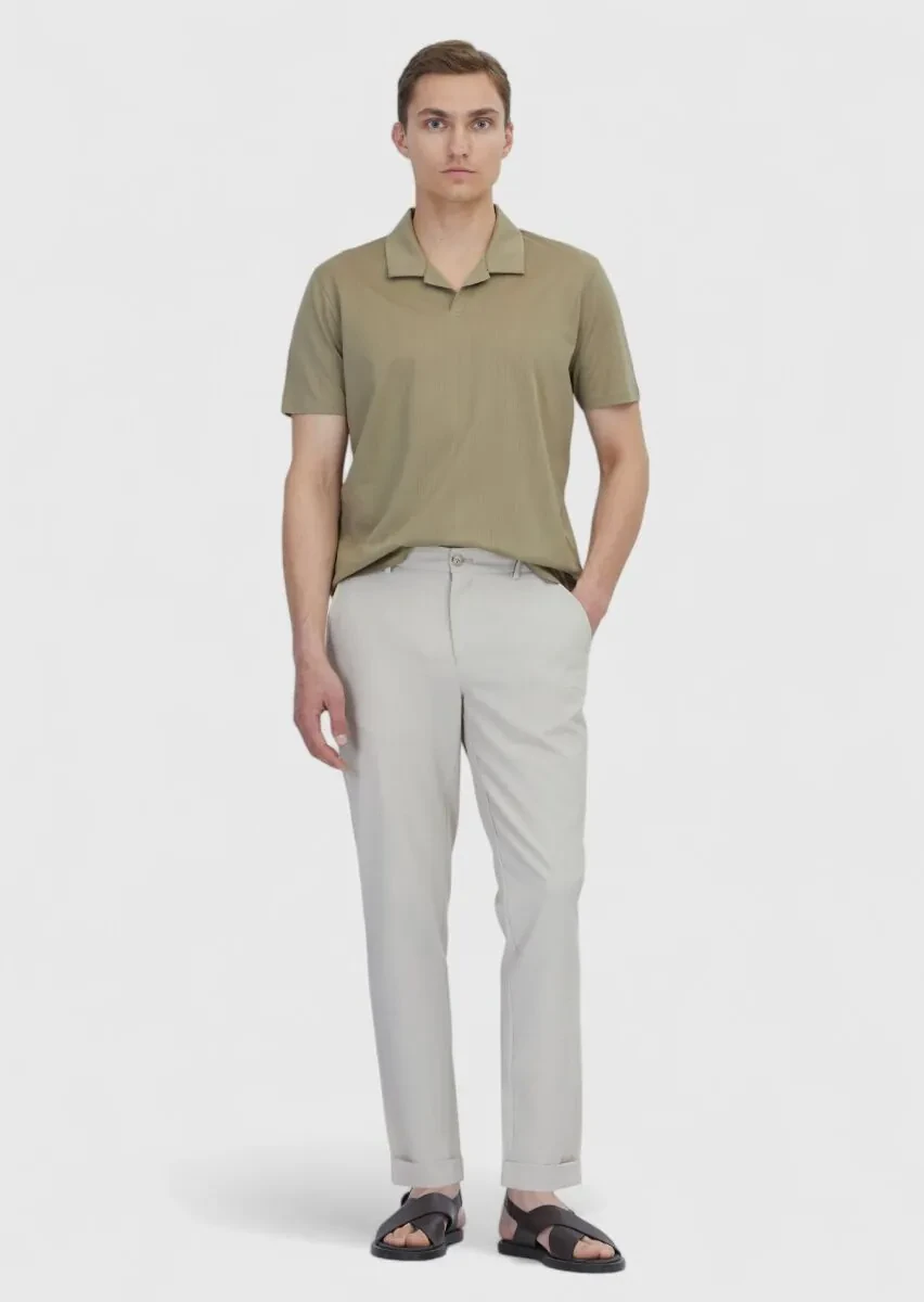 Vizon Jakarlı Polo Yaka %100 Pamuk T-Shirt - 1