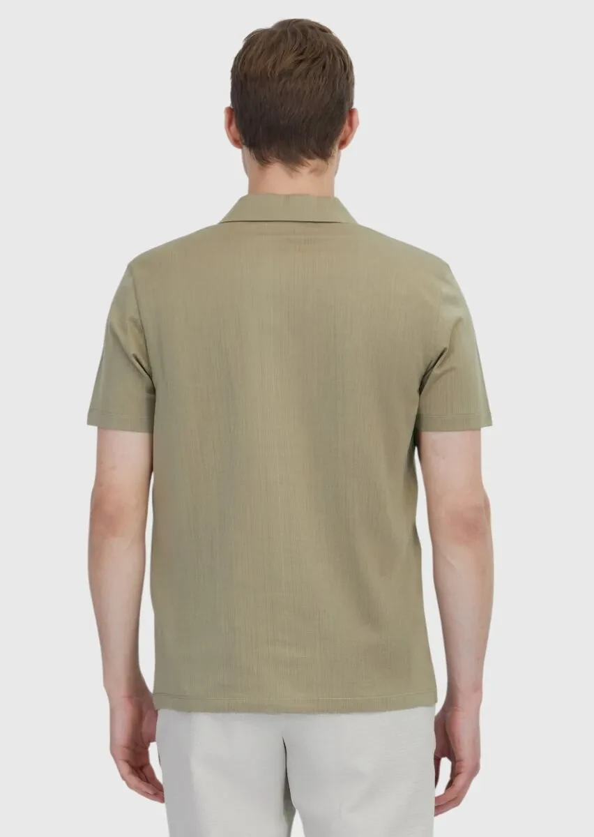 Vizon Jakarlı Polo Yaka %100 Pamuk T-Shirt - 2