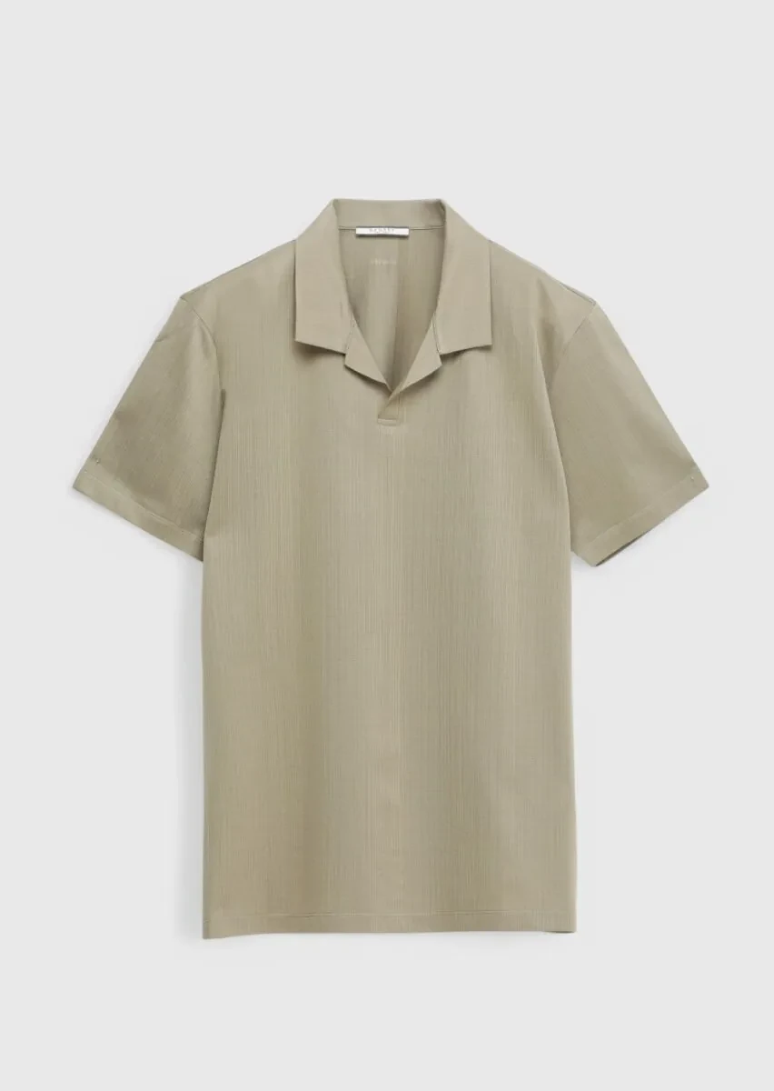 Vizon Jakarlı Polo Yaka %100 Pamuk T-Shirt - 5