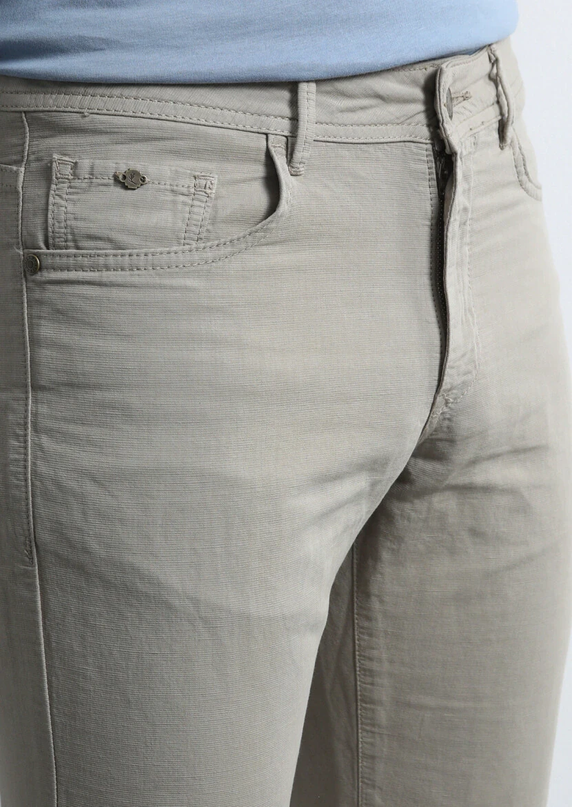 Vizon Mikro Dokuma Slim Fit Casual Pamuk Karışımlı Pantolon 