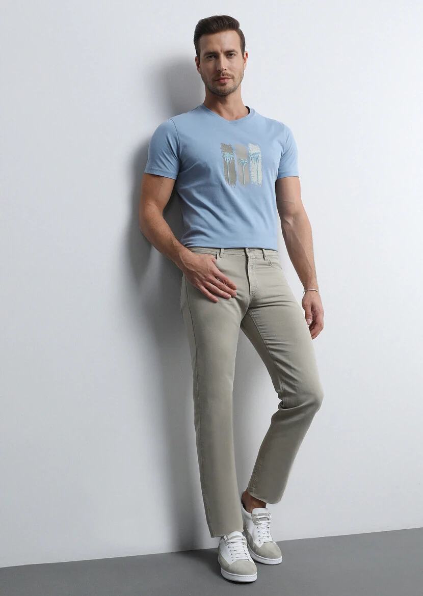 Vizon Mikro Dokuma Slim Fit Casual Pamuk Karışımlı Pantolon - 3