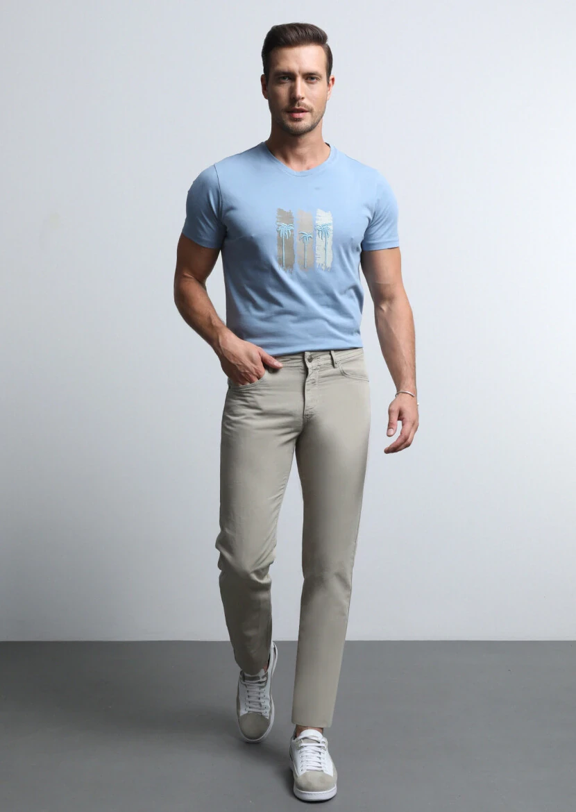 Vizon Mikro Dokuma Slim Fit Casual Pamuk Karışımlı Pantolon - 4