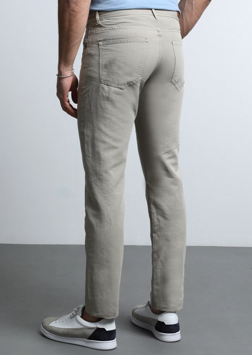 Vizon Mikro Dokuma Slim Fit Casual Pamuk Karışımlı Pantolon - 5