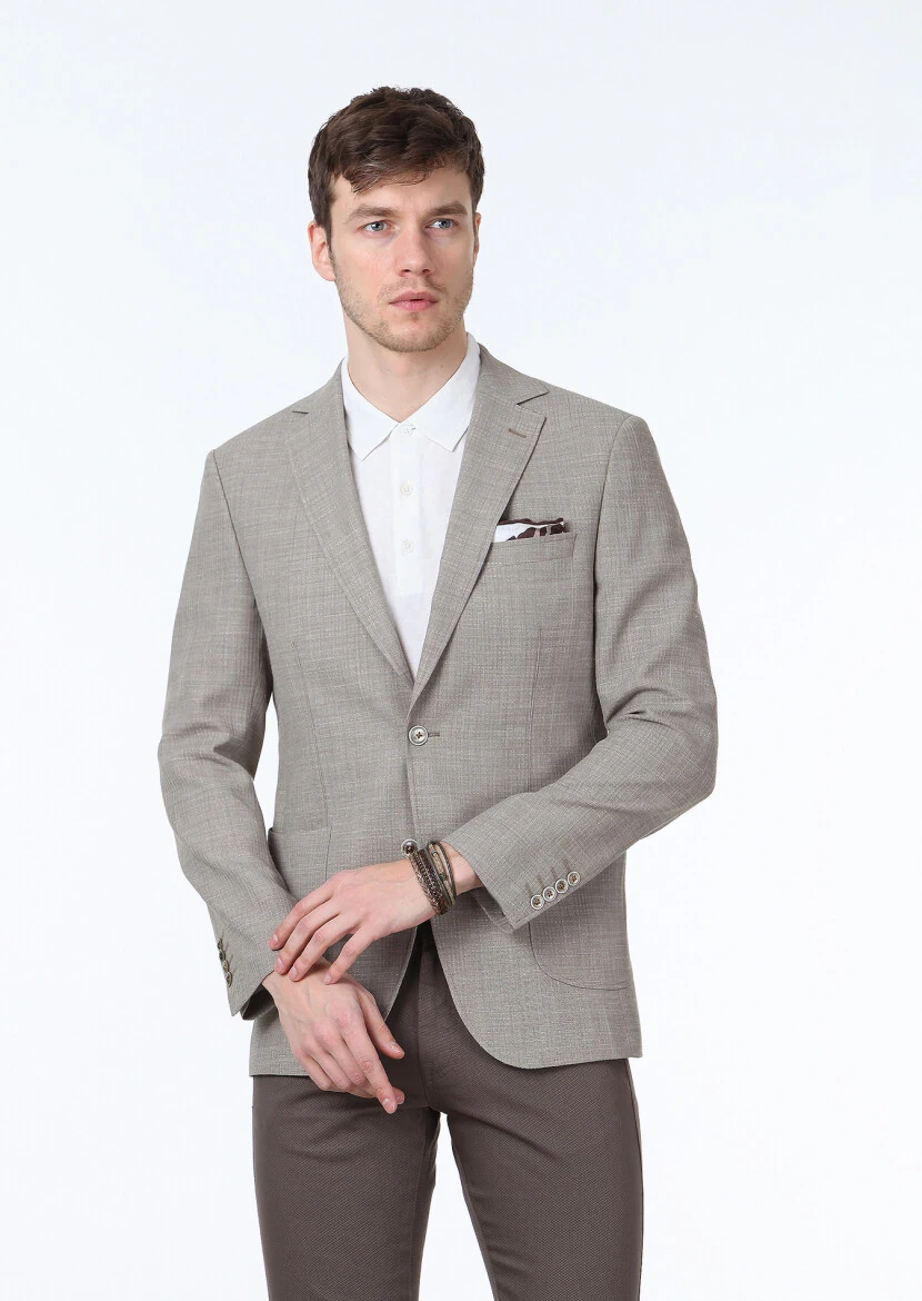 Vizon Mikro Modern Fit Yün Karışımlı Ceket - 1