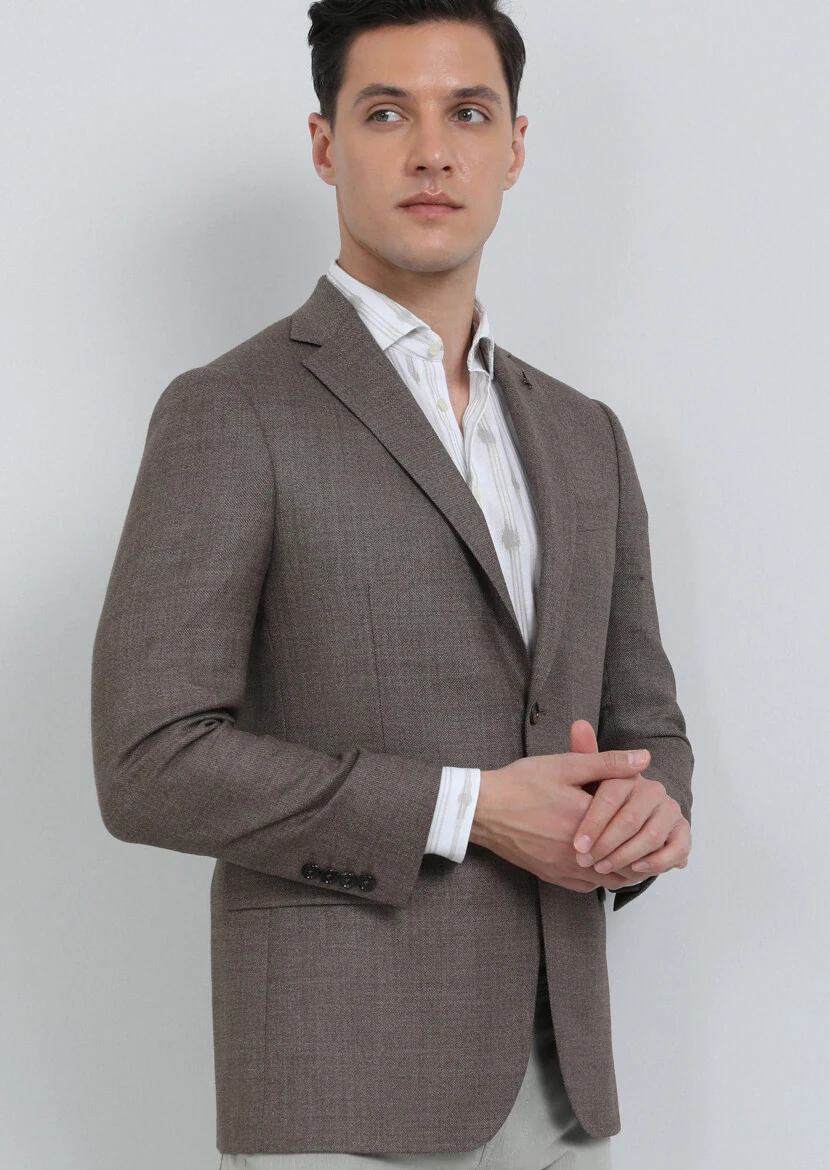 Vizon Mikro Regular Fit %100 Yün Ceket - 2