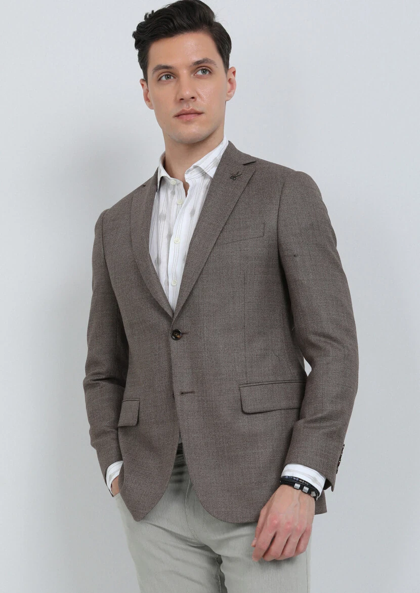 Vizon Mikro Regular Fit %100 Yün Ceket - 3