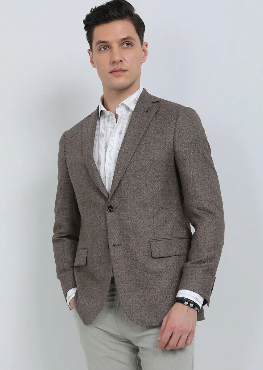 Vizon Mikro Regular Fit %100 Yün Ceket - 3