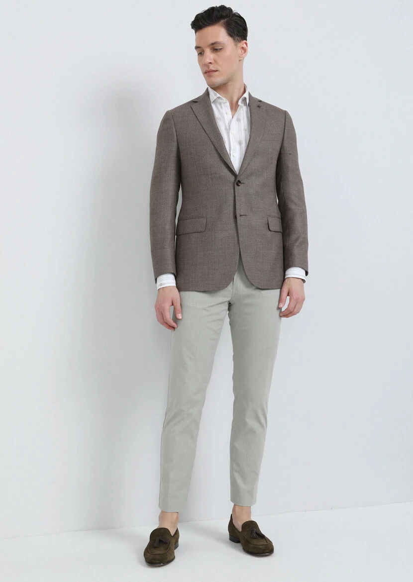 Vizon Mikro Regular Fit %100 Yün Ceket - 4