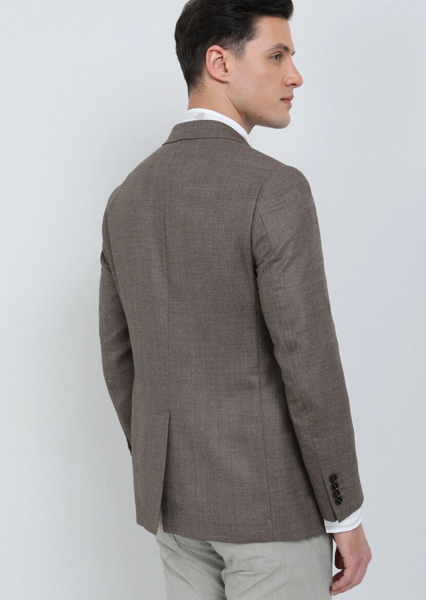 Vizon Mikro Regular Fit %100 Yün Ceket - 5