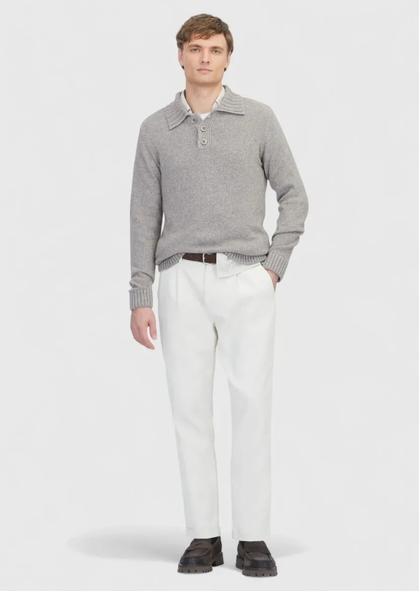 Vizon Polo Yaka Düz Örgü Yün Karışımlı Triko Kazak - 2