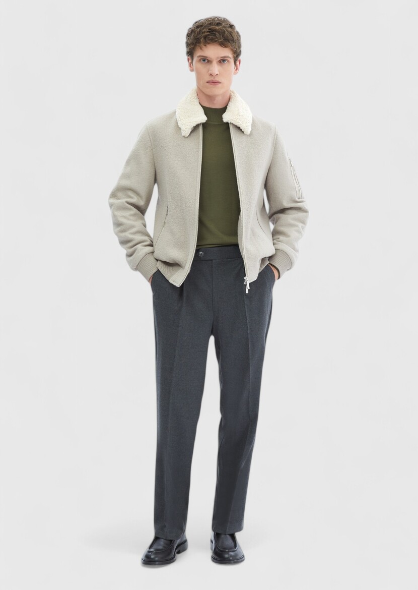 Vizon Regular Fit Casual Dokuma Mont - RAMSEY