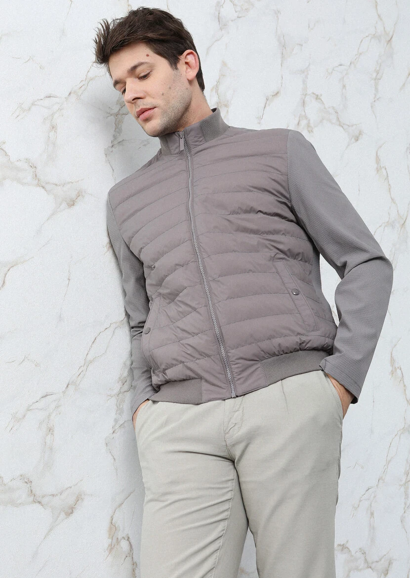 Vizon Regular Fit Dik Yaka Casual Dokuma Mont - 1