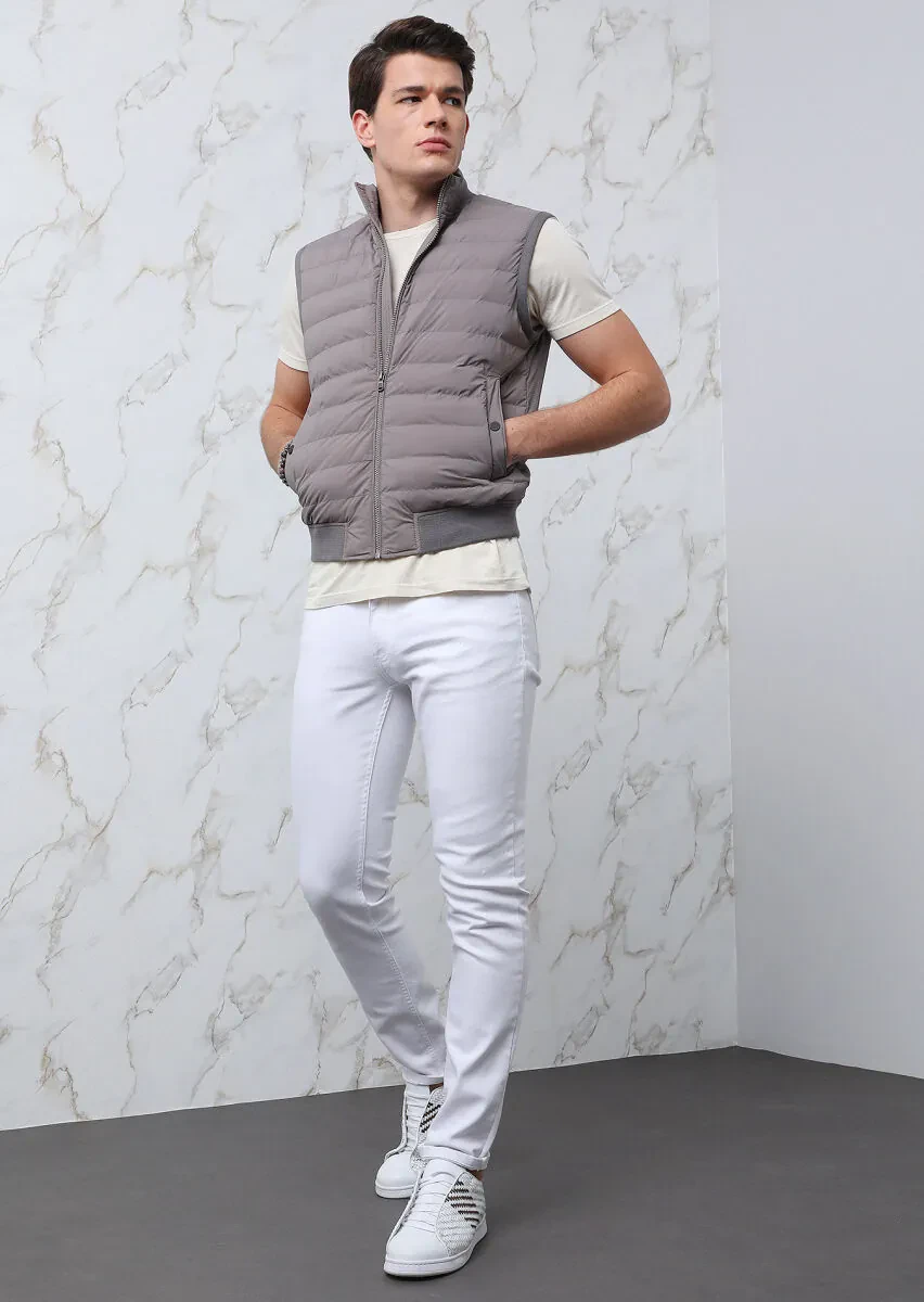 Vizon Regular Fit Dik Yaka Casual Dokuma Spor Yelek - 3