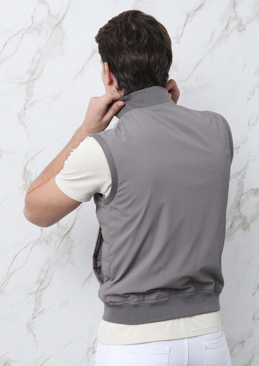 Vizon Regular Fit Dik Yaka Casual Dokuma Spor Yelek - 5