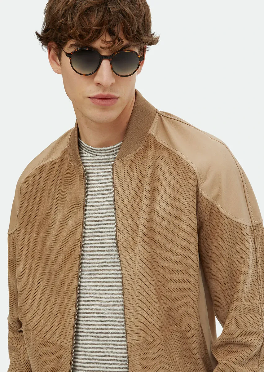 Vizon Regular Fit Dik Yaka Casual Süet Deri Mont - 3