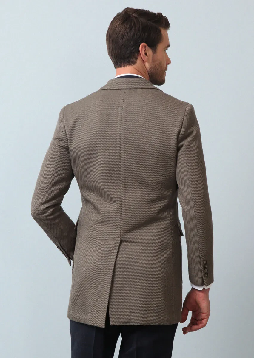 Vizon Regular Fit Kruvaze Yaka Casual Dokuma Palto - 5