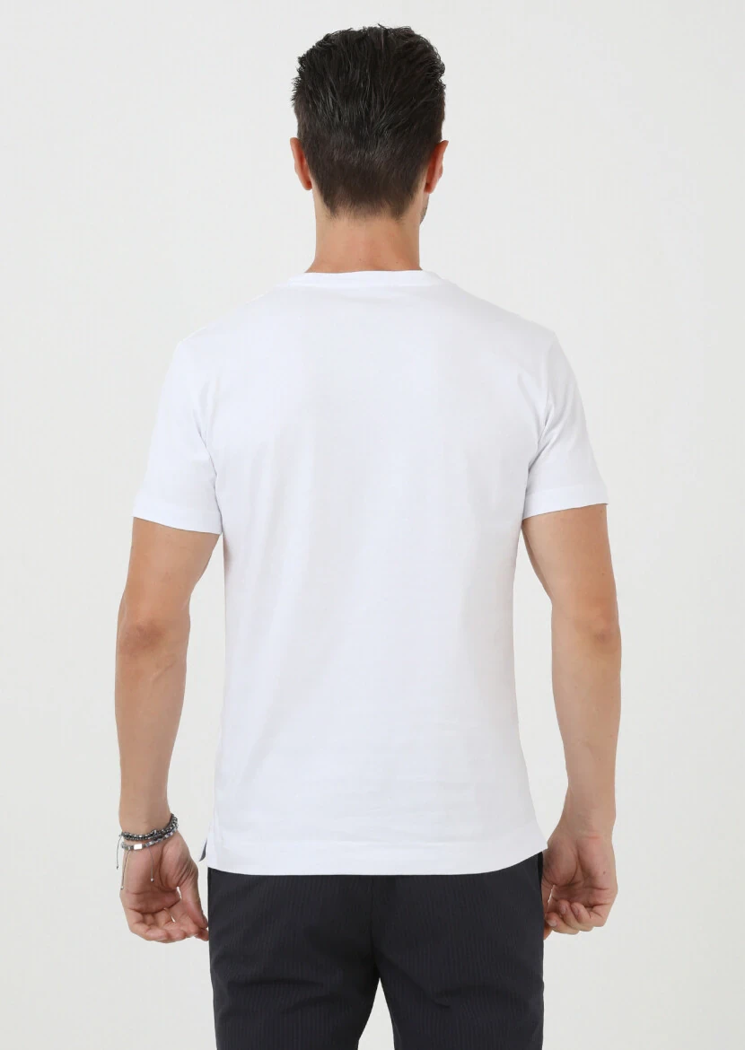 White Crew Neck 100% Cotton T-Shirt - 4