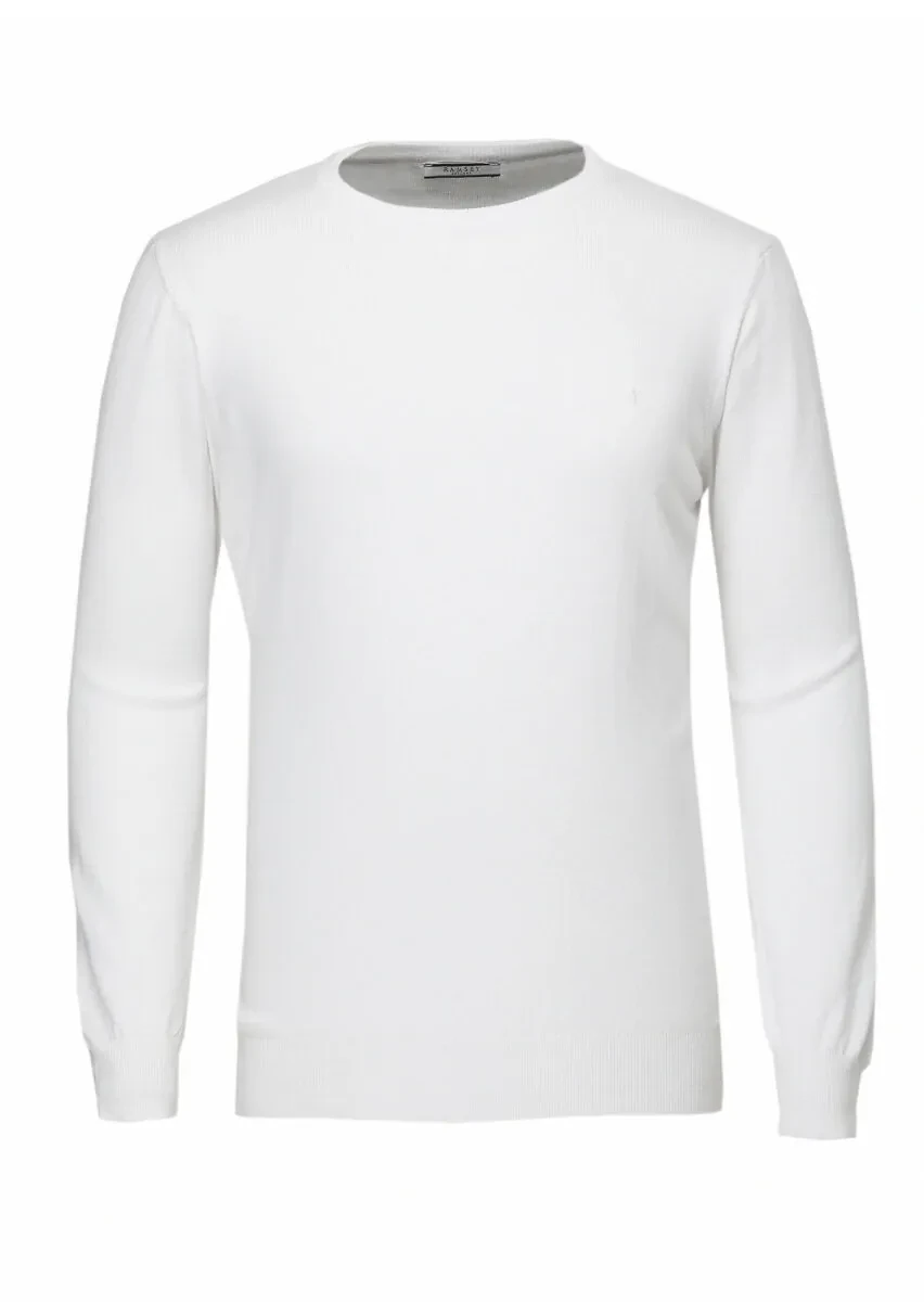 White Knitwear Sweatshirt - 1