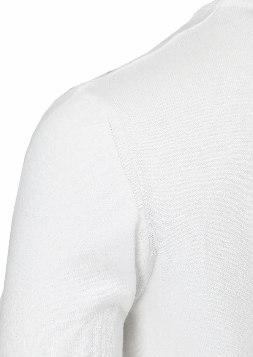 White Knitwear Sweatshirt - 3
