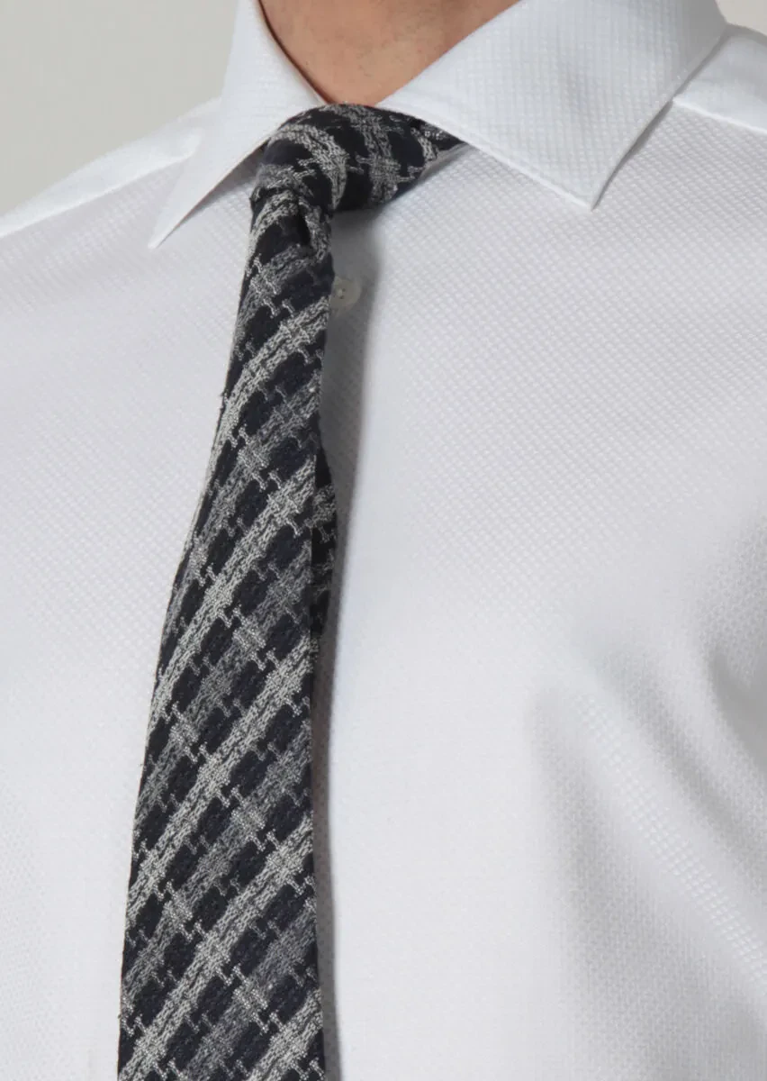 White Micro Regular Fit Weaving Classical 100% Cotton Shirt - 4