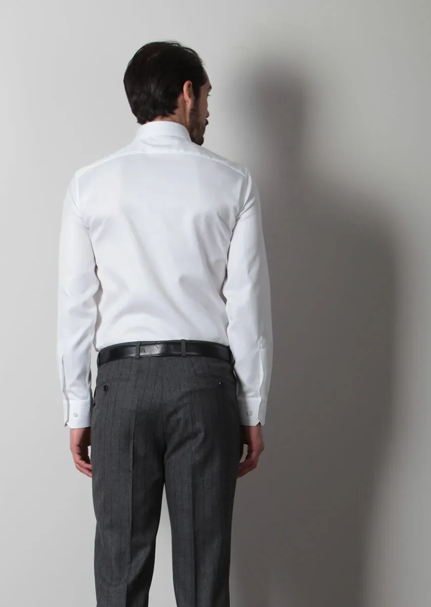 White Micro Regular Fit Weaving Classical 100% Cotton Shirt - 5