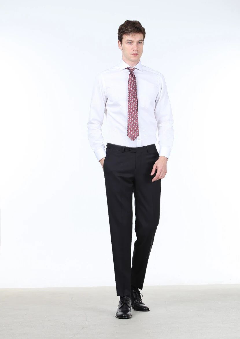 White Micro Regular Fit Weaving Classical 100% Cotton Shirt - 2