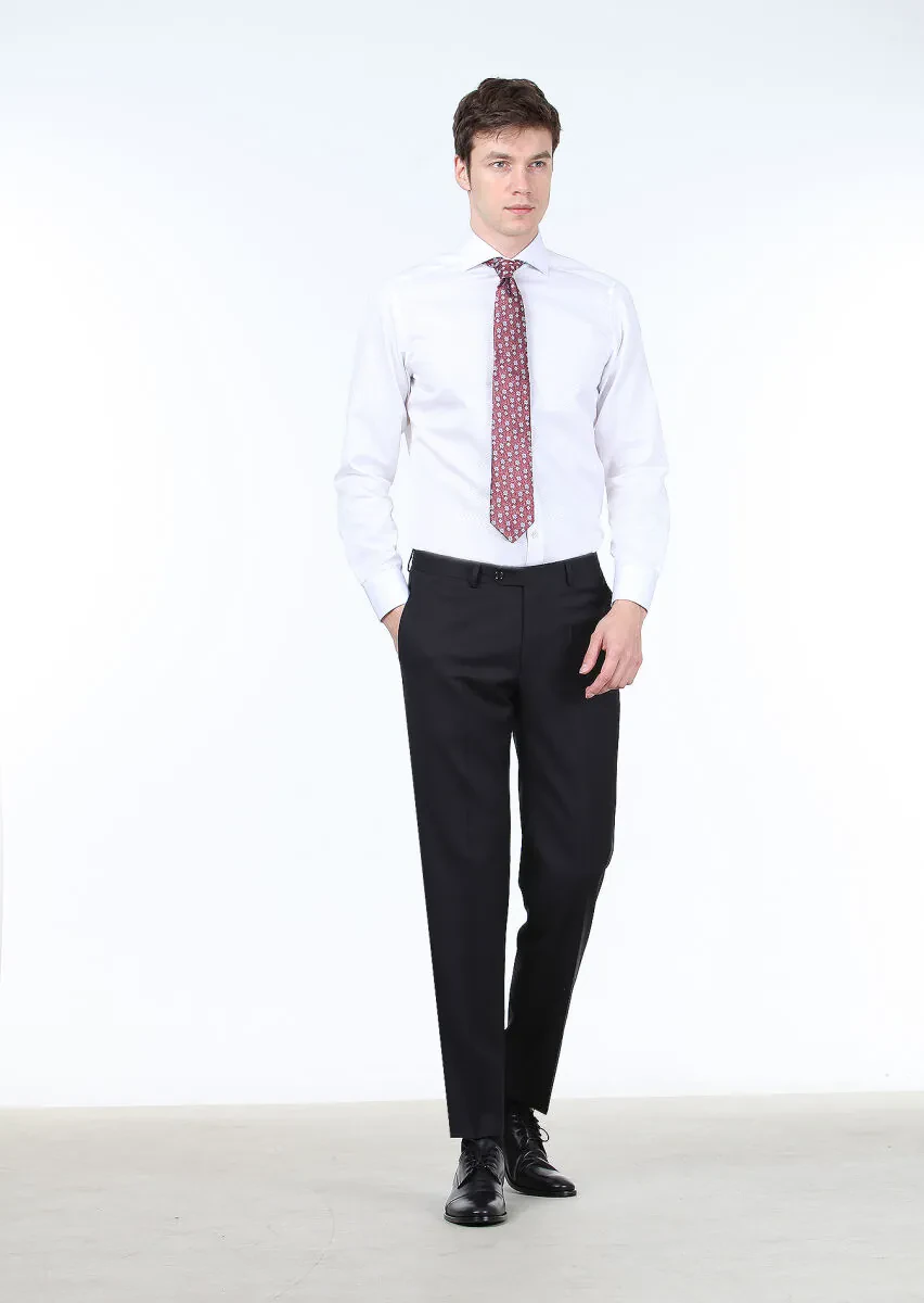 White Micro Regular Fit Weaving Classical 100% Cotton Shirt - 2