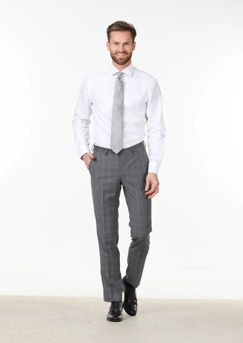 White Micro Regular Fit Weaving Classical 100% Cotton Shirt - 2