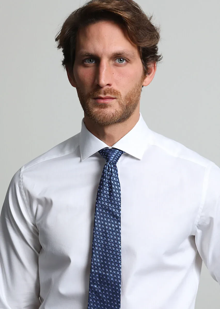 White Micro Regular Fit Weaving Classical 100% Cotton Shirt - 2