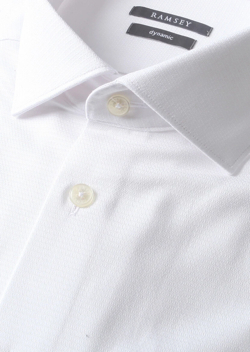 White Micro Regular Fit Weaving Classical Cotton Blended Shirt 